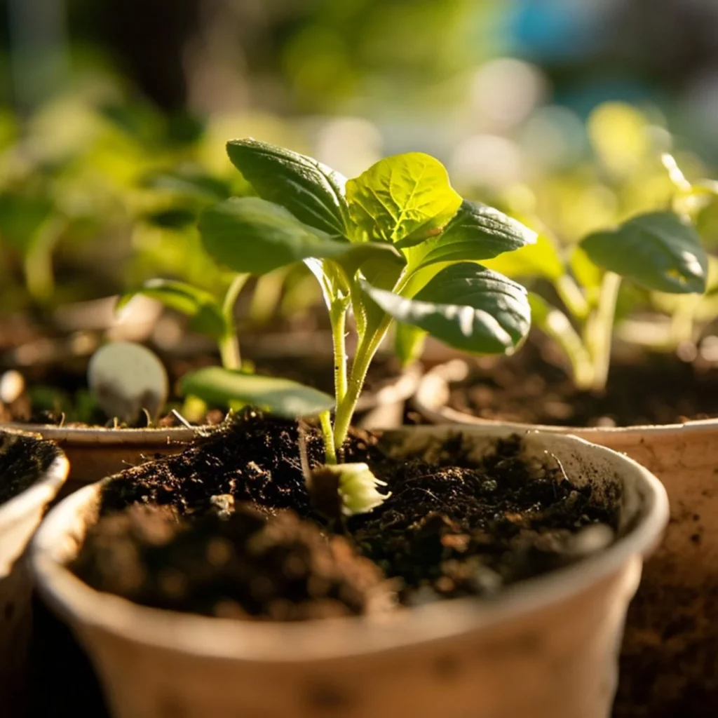 seedlings in a pot